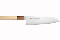 Couteau santoku 18cm japonais artisanal Toshitaka Suminagashi SG2 Damas
