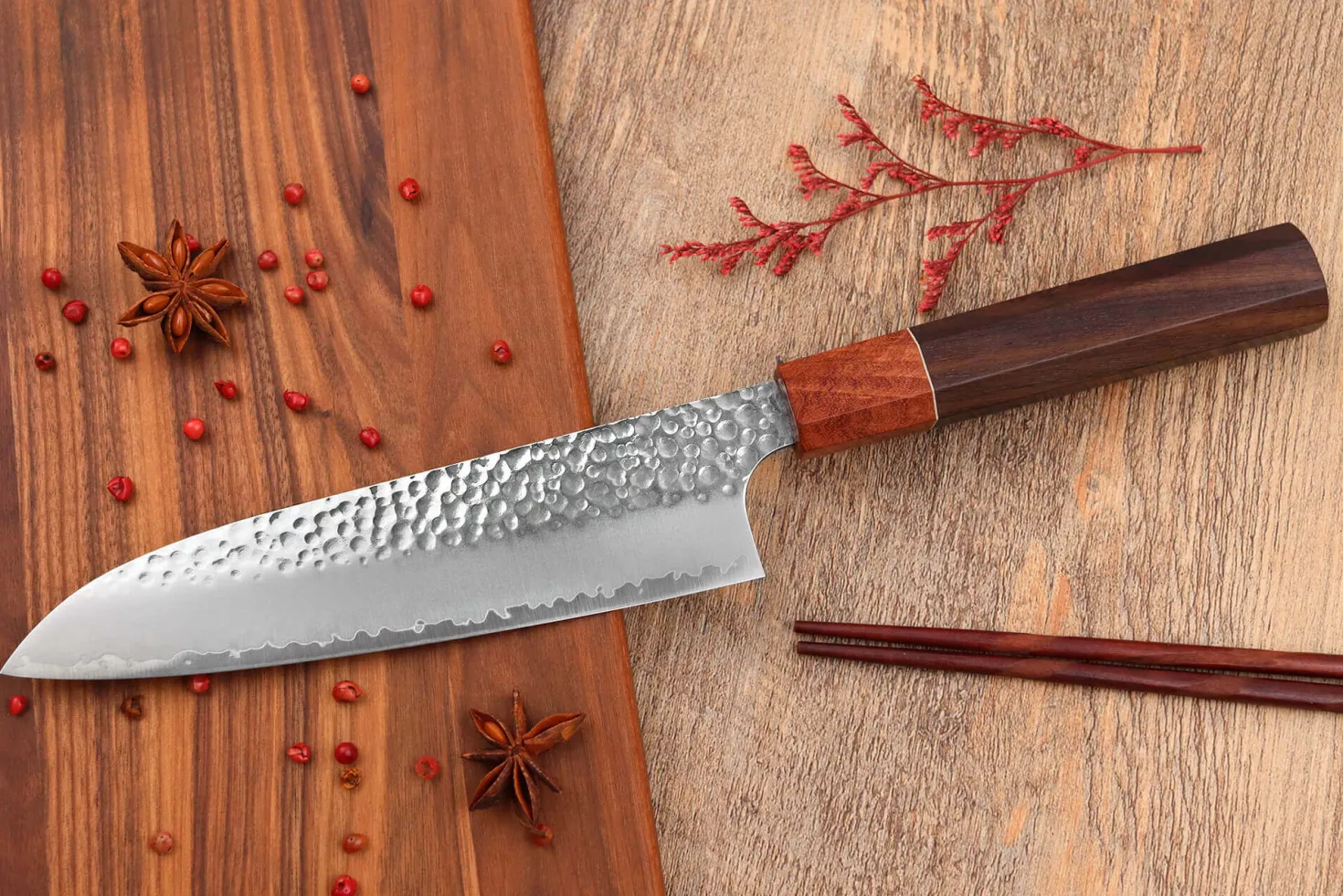 Couteau santoku 17cm japonais artisanal Yuzo Akira Tsuchime VG10