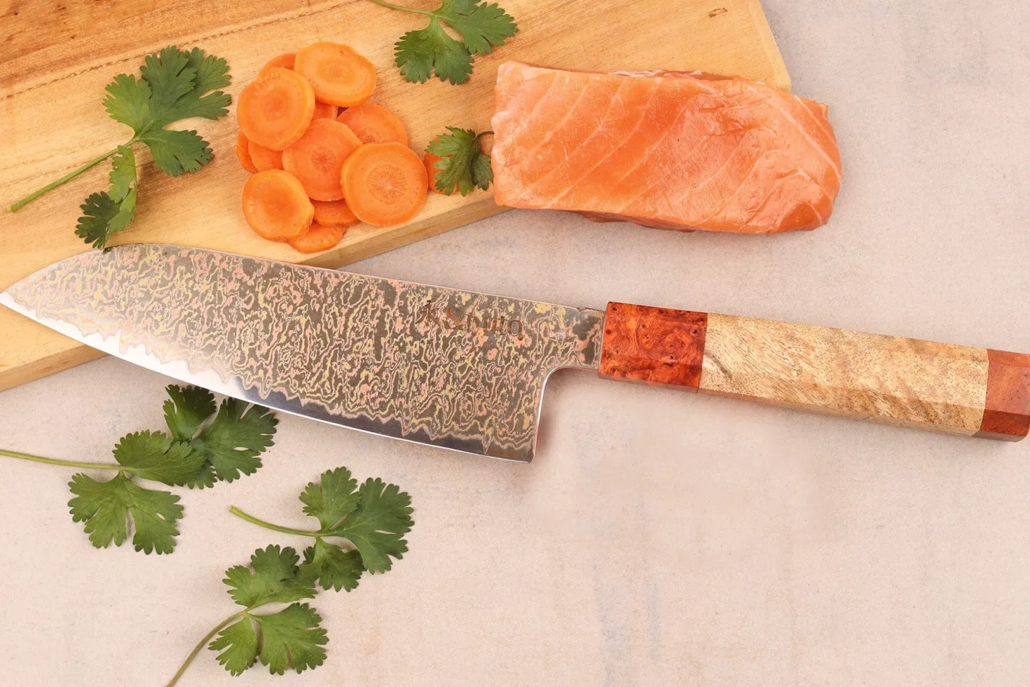 Couteau santoku 18cm Sayuto Érable Damas 12Cr