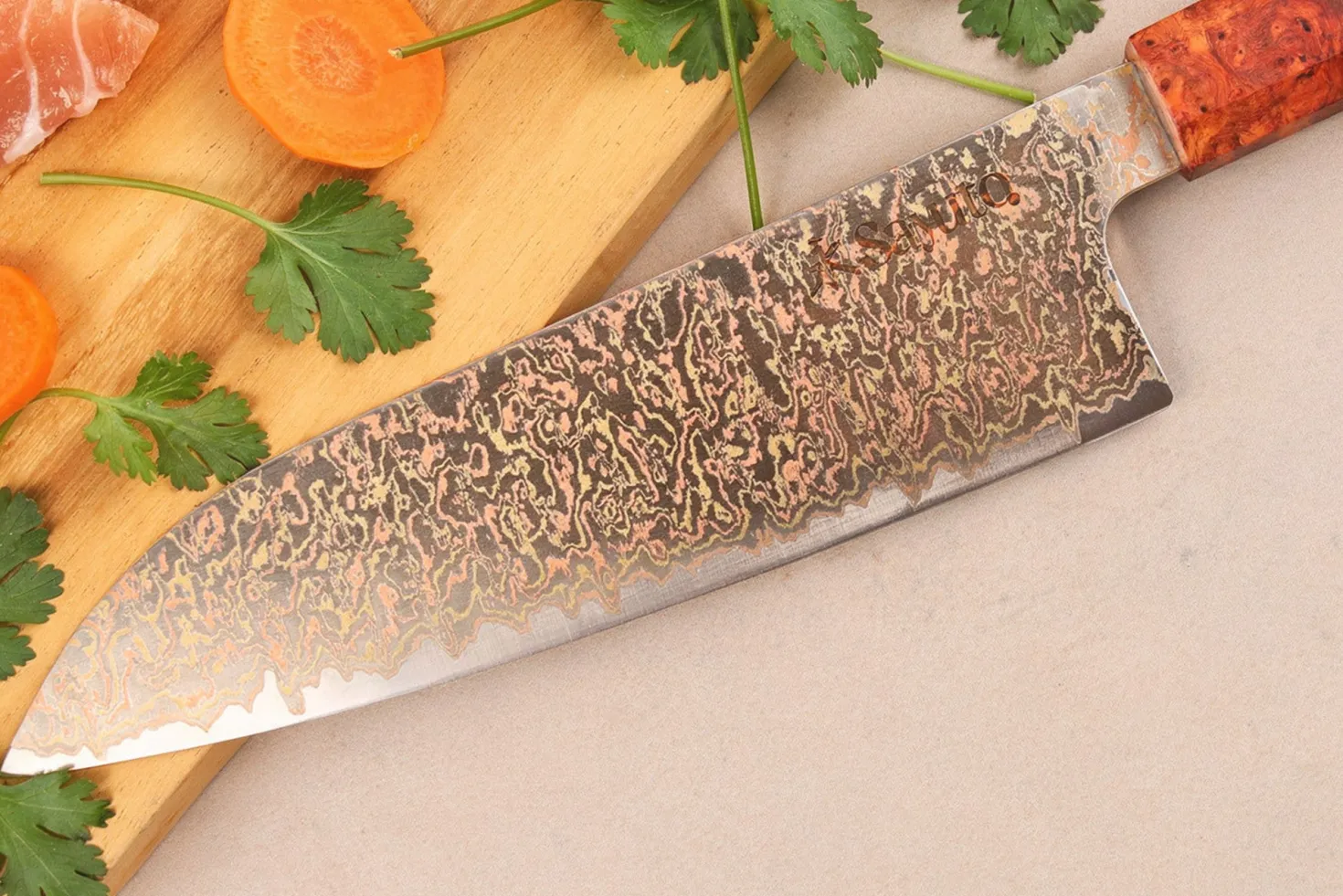 Couteau santoku 18cm Sayuto Érable Damas 12Cr