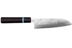 Couteau santoku japonais artisanal Yu Kurosaki Fujin 16,5cm SG2 turquoise