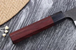 Couteau santoku japonais artisanal Nao Yamamoto Damas AS brut de forge 16,5cm