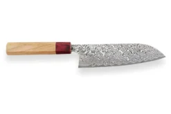 Couteau santoku japonais artisanal Yoshimi Kato 17cm SG2 Damascus cerisier