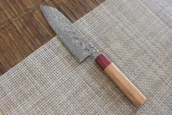 Couteau santoku japonais artisanal Yoshimi Kato 17cm SG2 Damascus cerisier