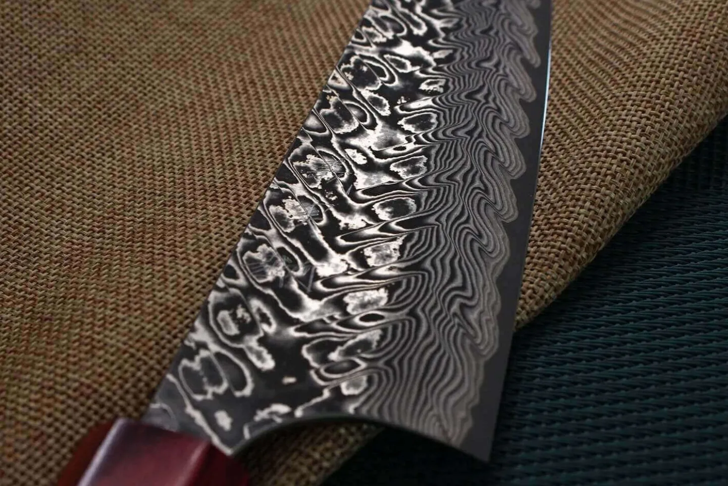 Couteau santoku japonais artisanal Yoshimi Kato 16.5cm SG2 Damascus