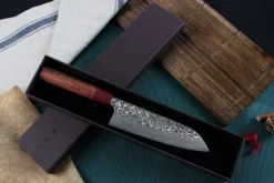 Couteau santoku japonais artisanal Yoshimi Kato 16.5cm SG2 Damascus