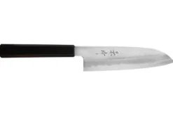Couteau santoku japonais artisanal Kagekiyo Yoshikazu Tanaka Damas Aogami 18cm