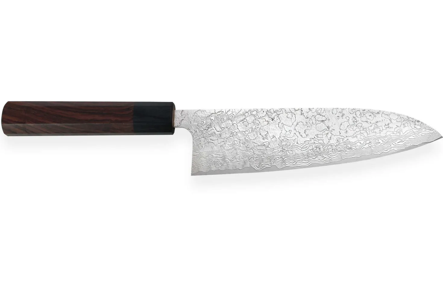 Couteau santoku japonais artisanal Takeshi Saji R2 Damas 16,5cm