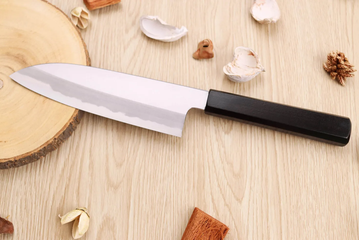 Couteau santoku japonais artisanal Kagekiyo Suri Urushi 18cm