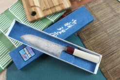 Couteau santoku japonais artisanal Masakage Kiri 16.5cm damas 49 couches