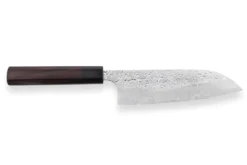 Couteau santoku japonais artisanal martelé Yu Kurosaki Shizuku 16.5cm acier SG2