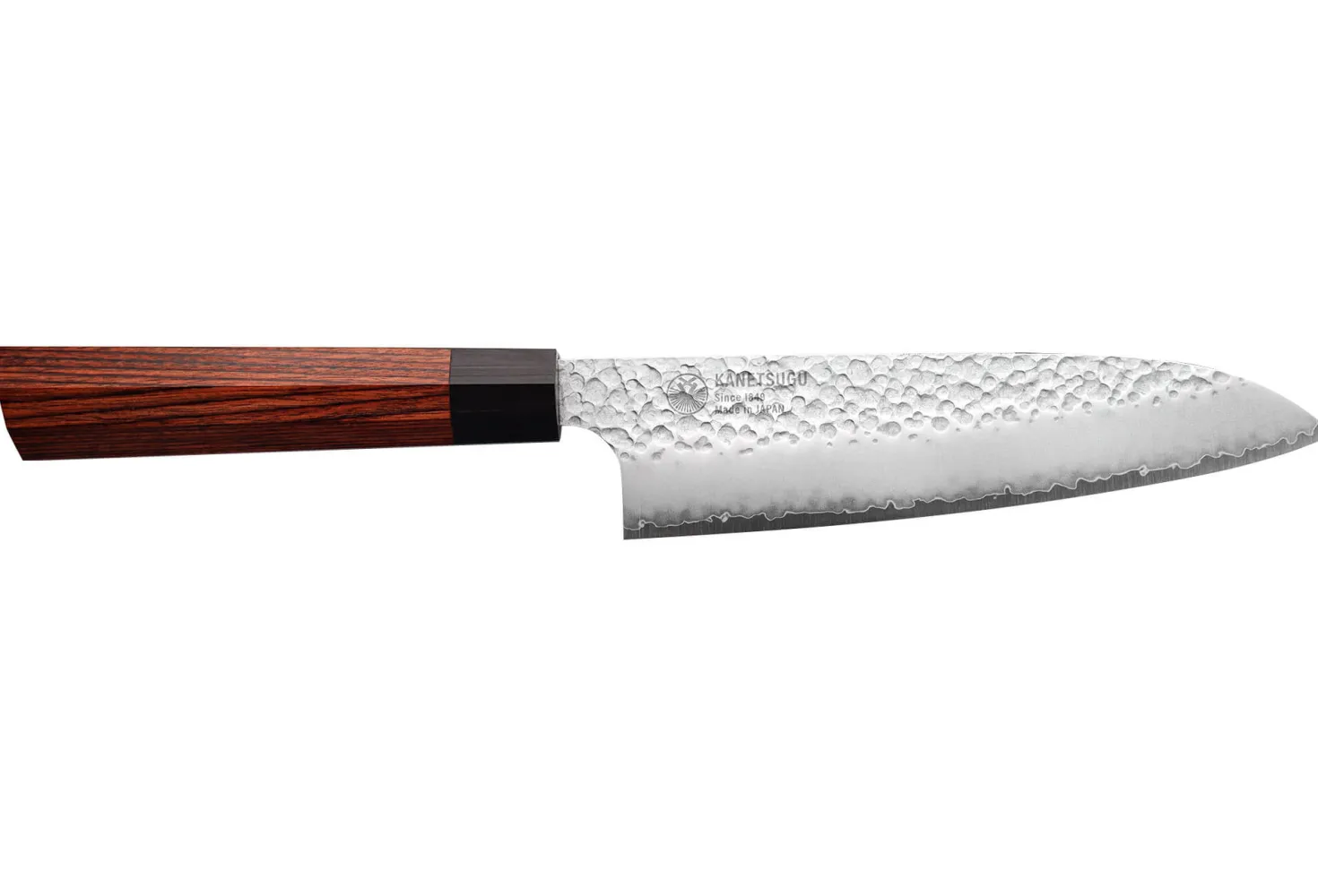 Couteau santoku japonais Kanetsugu Heptagon Uto martelé 17cm
