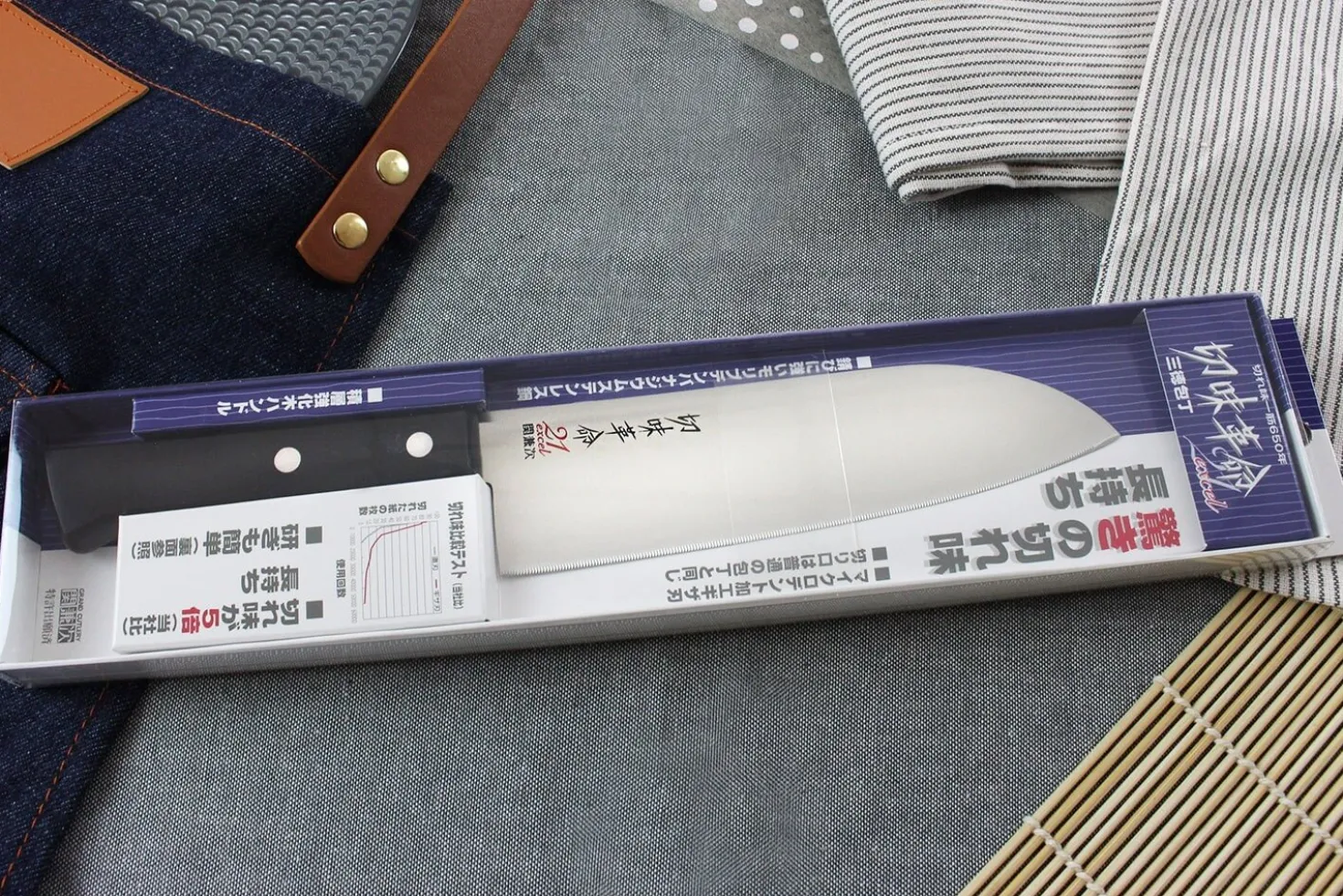 Couteau santoku japonais Kanetsugu Rev 21 lame 17cm micro dentée