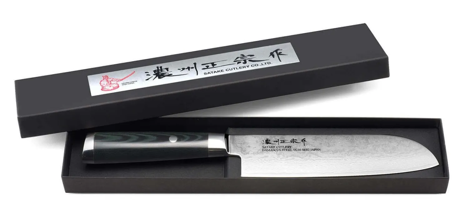 Couteau santoku japonais Satake Cutlery Helios 17cm damas 69 couches