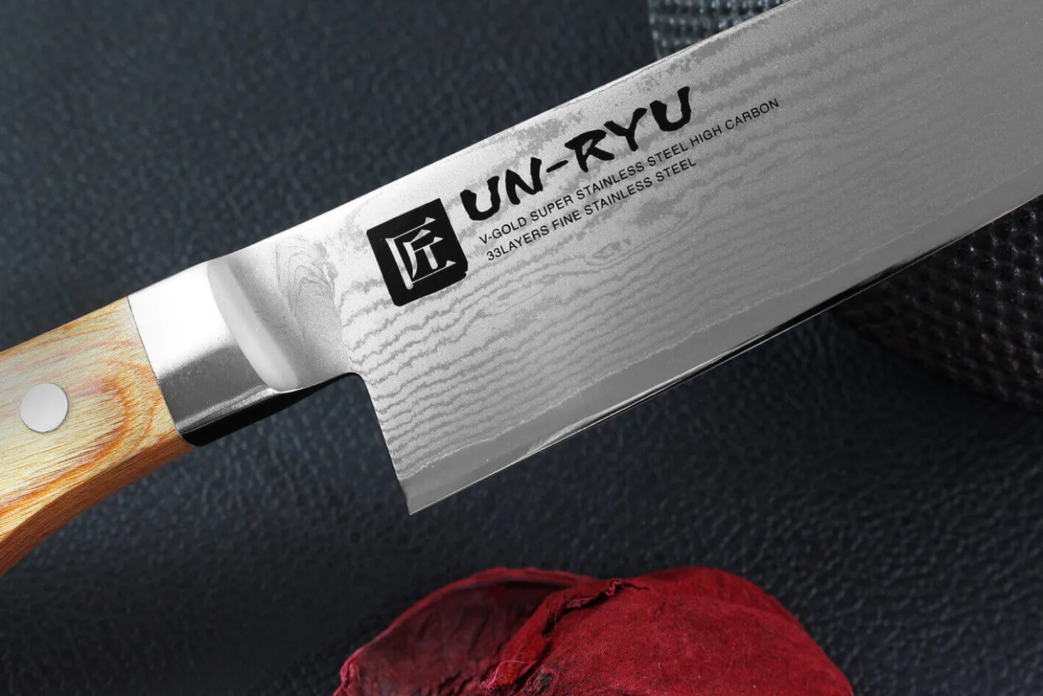 Couteau santoku japonais Shimomura Un-Ryu 16cm damas 33 couches