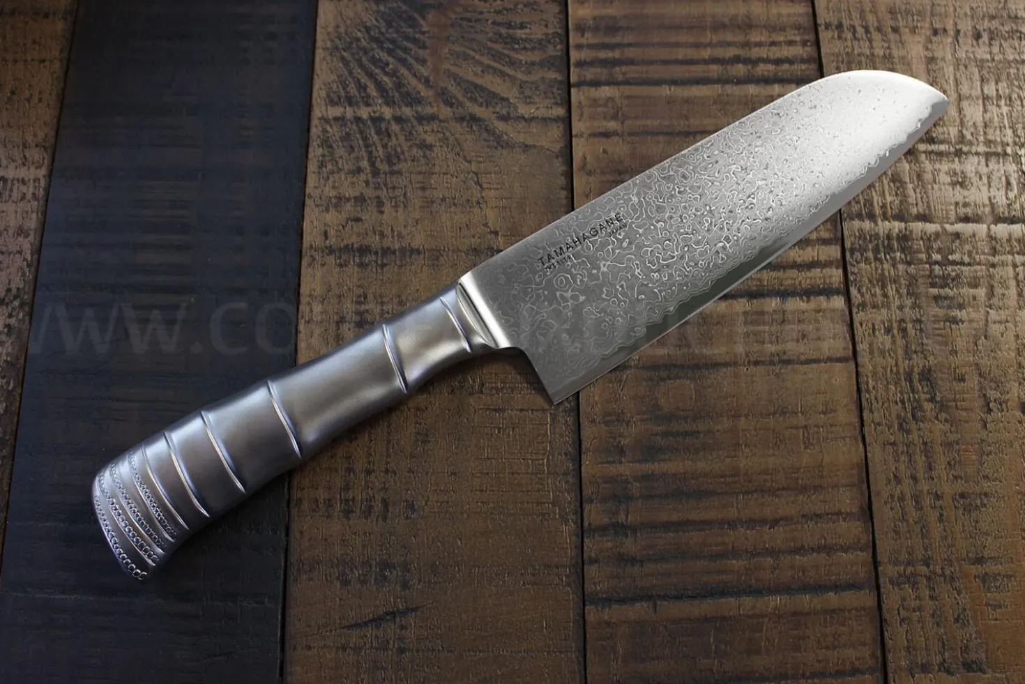 Couteau santoku japonais Tamahagane Bamboo Kyoto lame 17.5cm acier Damas VG5