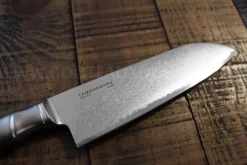 Couteau santoku japonais Tamahagane Bamboo Kyoto lame 17.5cm acier Damas VG5