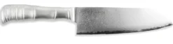 Couteau santoku japonais Tamahagane Bamboo Kyoto lame 17.5cm acier Damas VG5