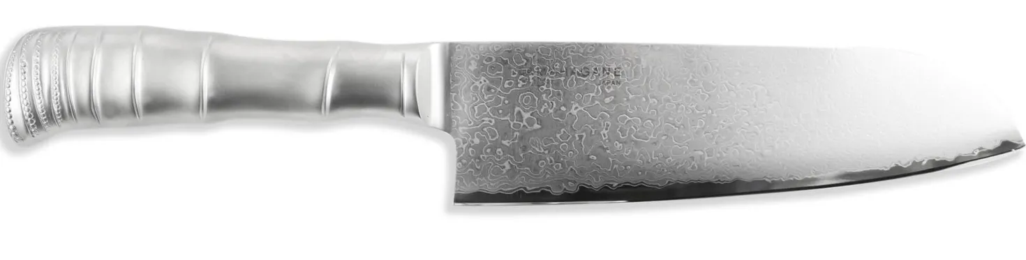 Couteau santoku japonais Tamahagane Bamboo Kyoto lame 17.5cm acier Damas VG5