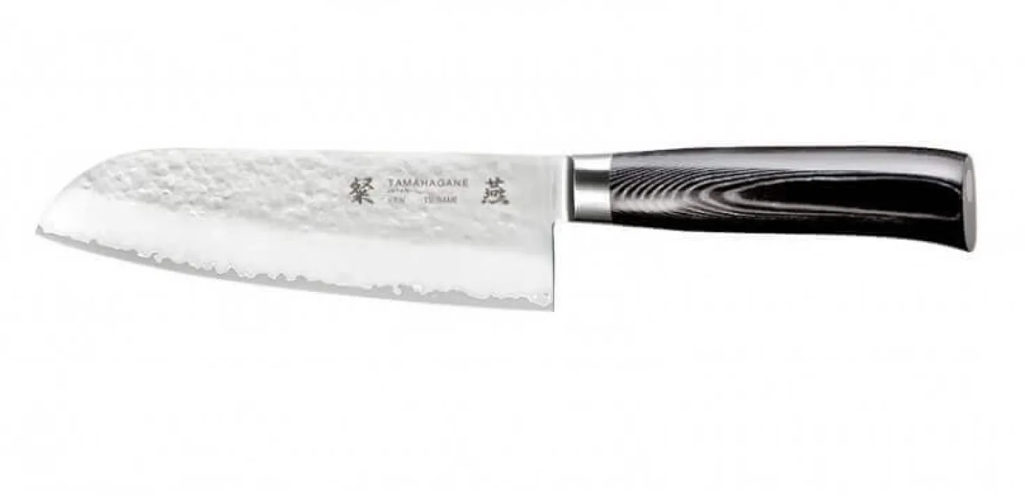 Couteau santoku japonais Tamahagane Tsubame lame martelée 17.5cm acier VG5