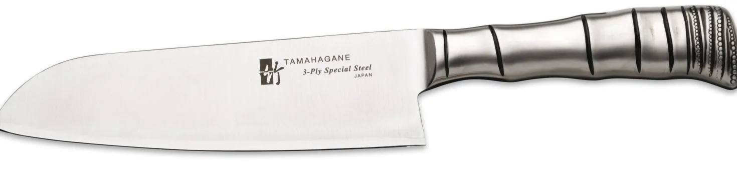 Couteau santoku japonais Tamahagane Bamboo lame 17.5cm acier VG5 3 couches