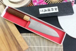 Couteau santoku japonais Tsunehisa SLD Damas bois de rose 16,5cm
