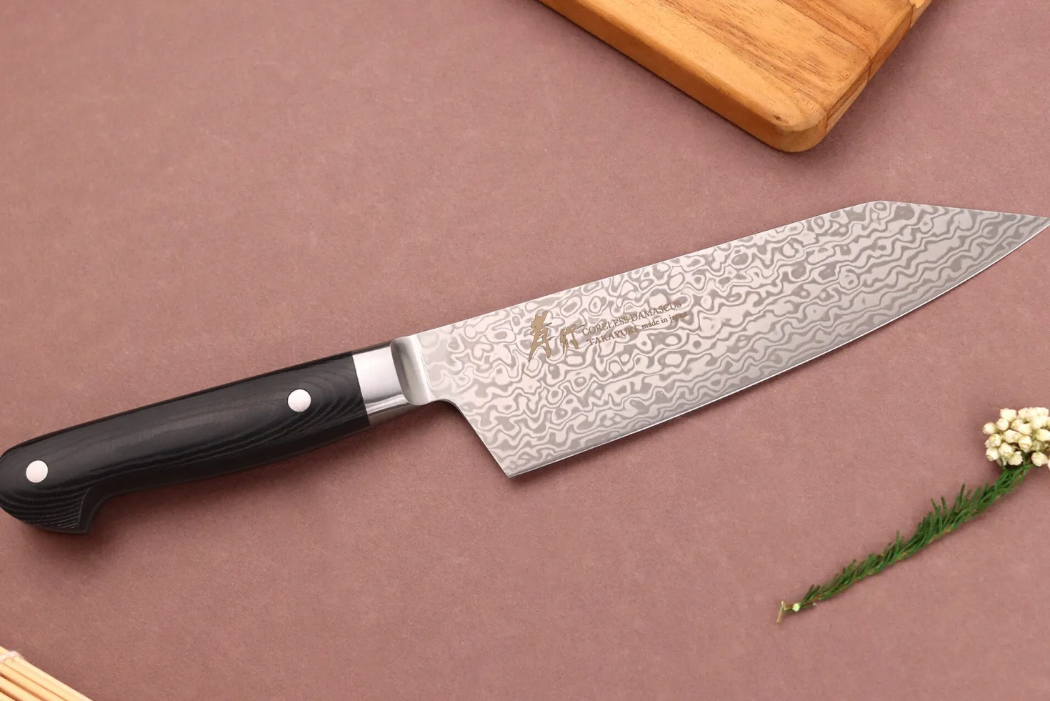Couteau santoku kiritsuke 16cm japonais Sakai Takayuki Coreless Damascus