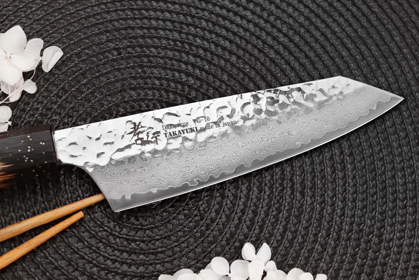 Couteau santoku kiritsuke 16cm japonais Sakai Takayuki Kashi Urushi VG10 damas