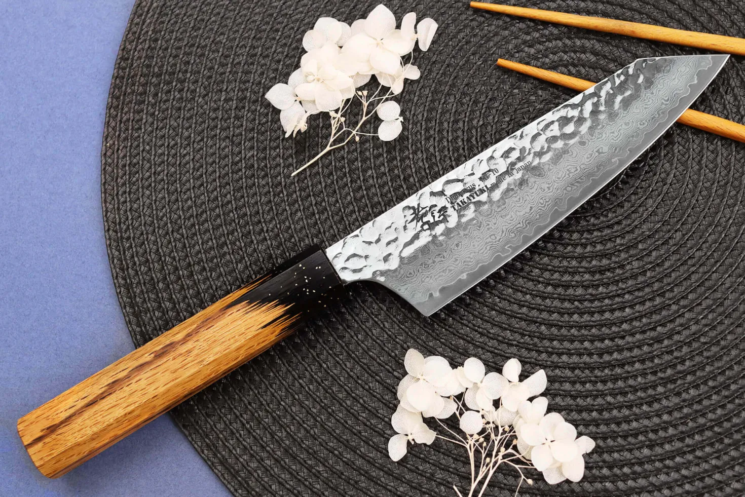 Couteau santoku kiritsuke 16cm japonais Sakai Takayuki Kashi Urushi VG10 damas