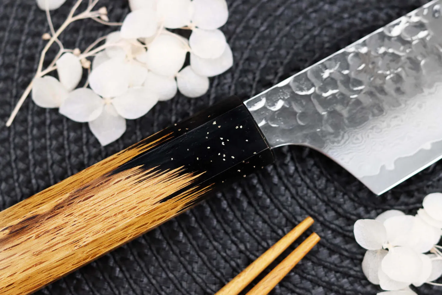 Couteau santoku kiritsuke 16cm japonais Sakai Takayuki Kashi Urushi VG10 damas