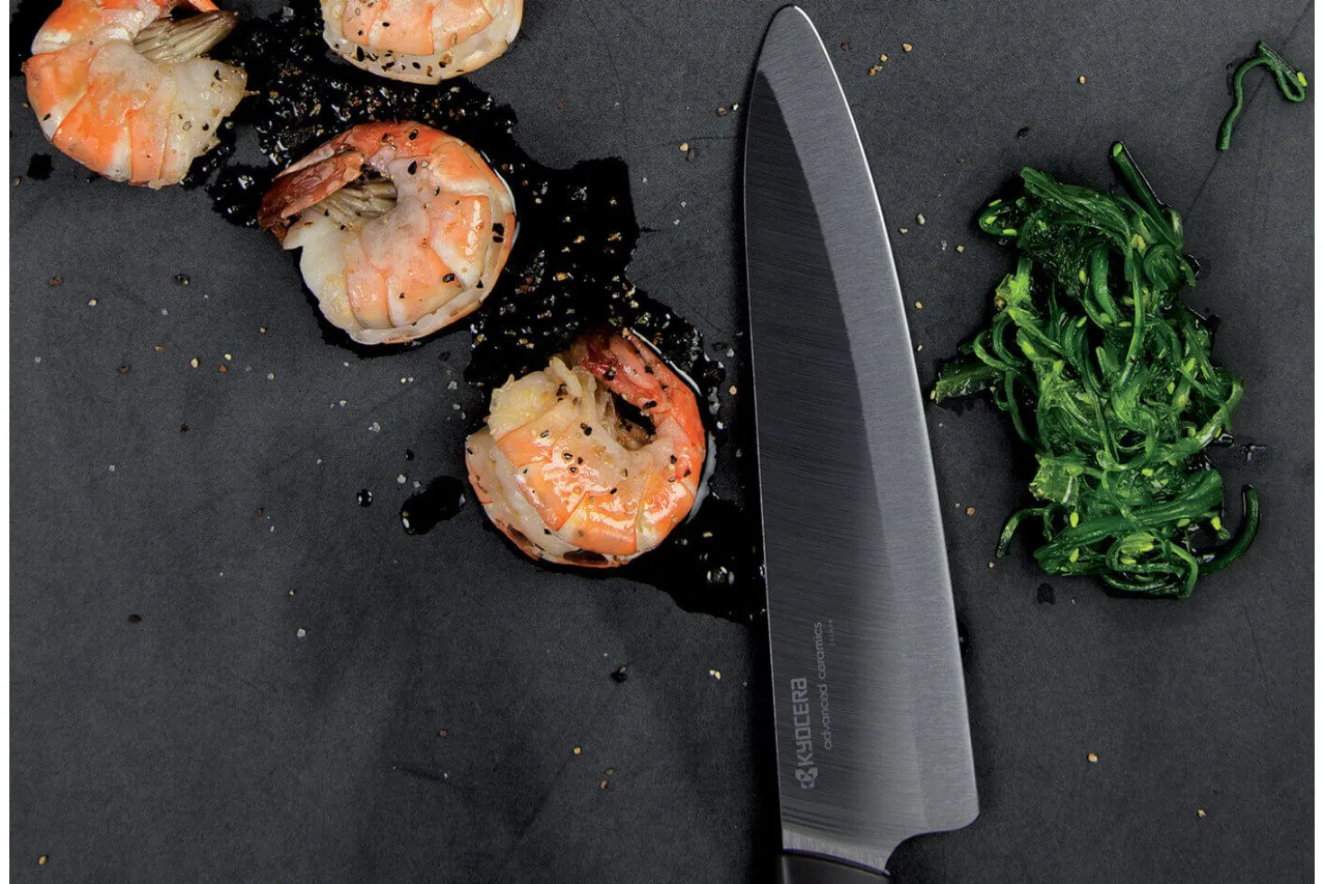 Couteau Santoku Kyocera lame 16 cm en céramique noire