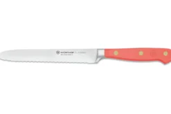 Couteau à saucisson Wusthof Classic Colour Coral Peach forgé lame crantée 14cm