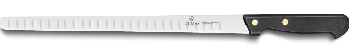 Couteau à saumon/jambon lame souple alvéolée 32 Dumas Affil 30cm manche 2 rivets