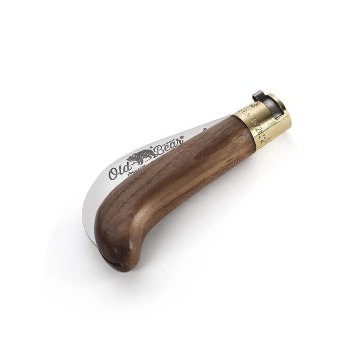 Couteau serpette artisanale Old Bear manche noyer avec virole