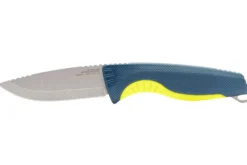 Couteau SOG Aegis FX SGAEGISFXINJA lame 9,3cm manche en nylon/fibres de verre bleu/jaune