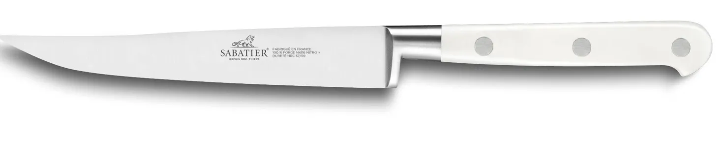 Couteau à steak Sabatier Toque blanche 100% forgé lame lisse 13cm