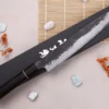 Couteau sujihiki 24cm japonais artisanal Naoki Mazaki WS2 Black Nashiji