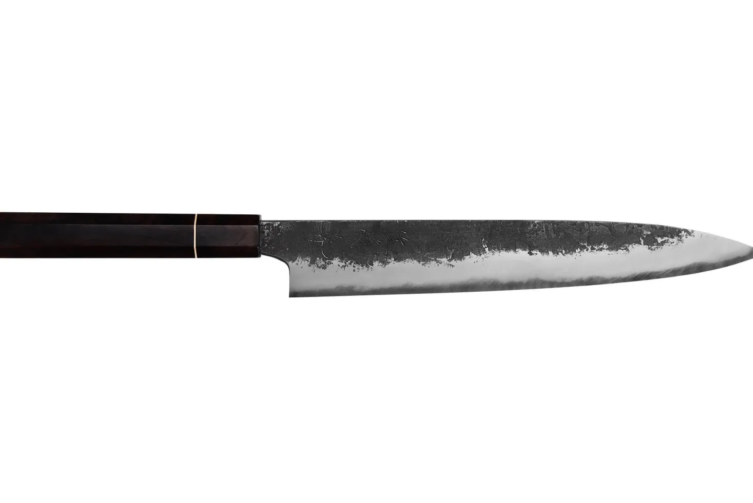 Couteau sujihiki 24cm japonais artisanal Naoki Mazaki WS2 Black Nashiji