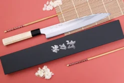 Couteau sujihiki 24cm japonais artisanal Naoki Mazaki WS2 poli