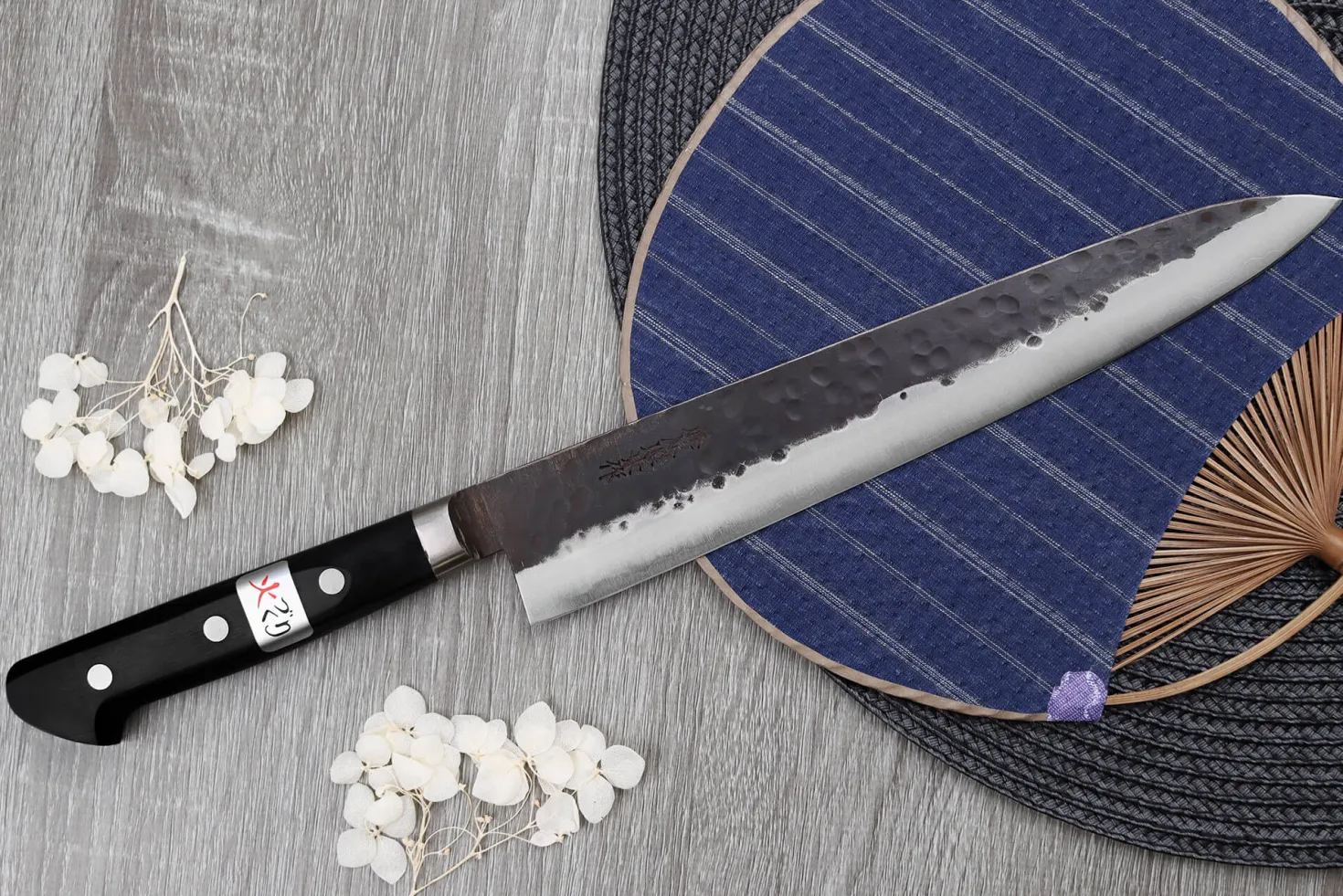 Couteau sujihiki 24cm japonais artisanal Fujiwara Denka
