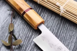 Couteau sujihiki 24cm japonais artisanal Yuzo SLD olivier et sequoia