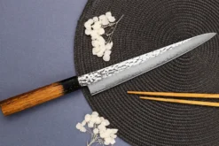 Couteau sujihiki 24cm japonais Sakai Takayuki Kashi Urushi VG10 damas