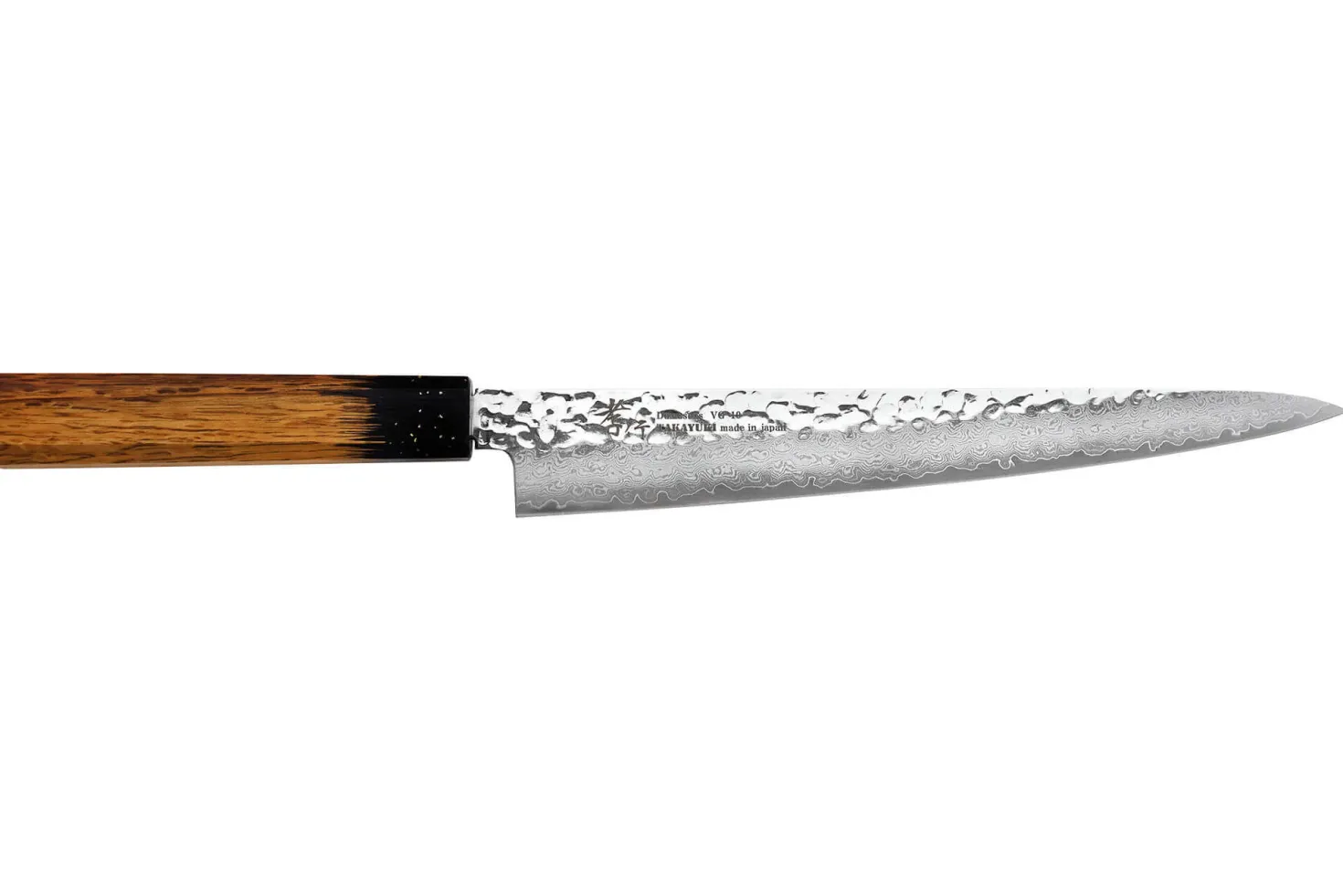 Couteau sujihiki 24cm japonais Sakai Takayuki Kashi Urushi VG10 damas