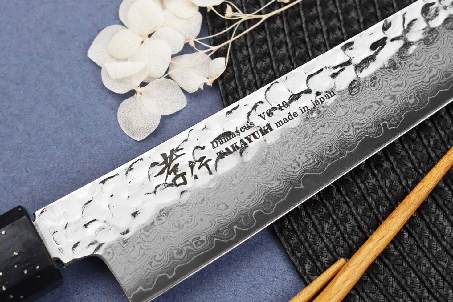Couteau sujihiki 24cm japonais Sakai Takayuki Kashi Urushi VG10 damas