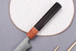 Couteau sujihiki 21cm japonais artisanal Toshihiro Wakui Aogami 2 damas laminé