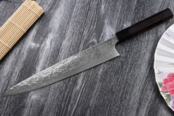 Couteau sujihiki japonais artisanal Takeshi Saji R2 Damas 27cm