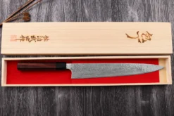 Couteau sujihiki japonais artisanal Takeshi Saji R2 Damas 27cm