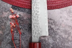 Couteau sujihiki japonais artisanal Tsunehisa Aogami Super martelé 24cm