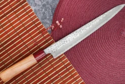 Couteau sujihiki japonais artisanal Tsunehisa Aogami Super martelé 24cm