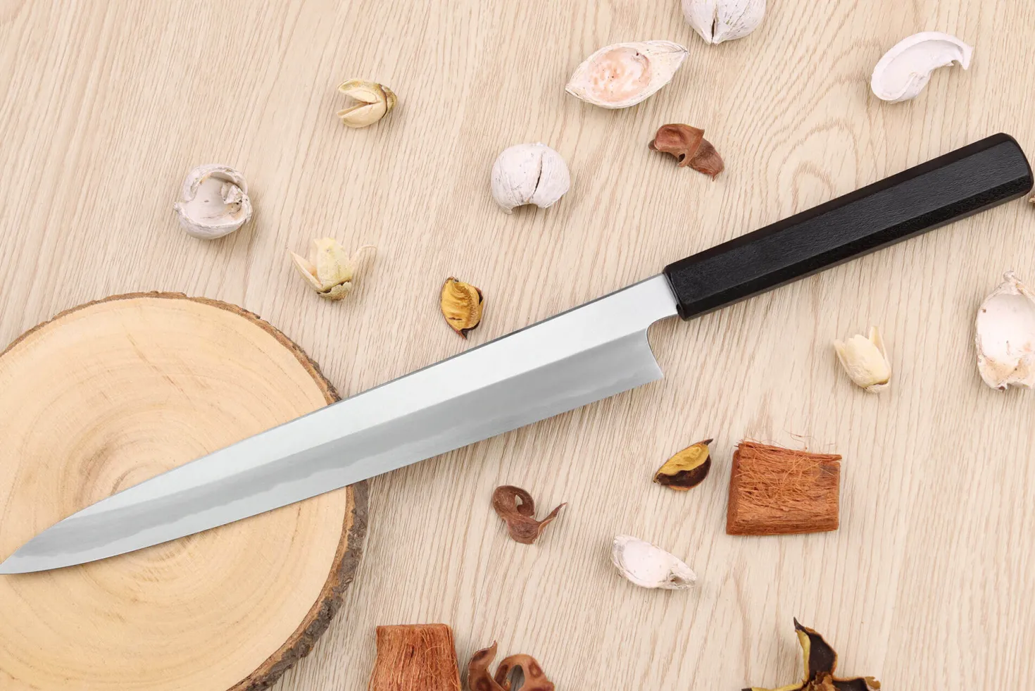 Couteau sujihiki japonais artisanal Kagekiyo Suri Urushi 27cm